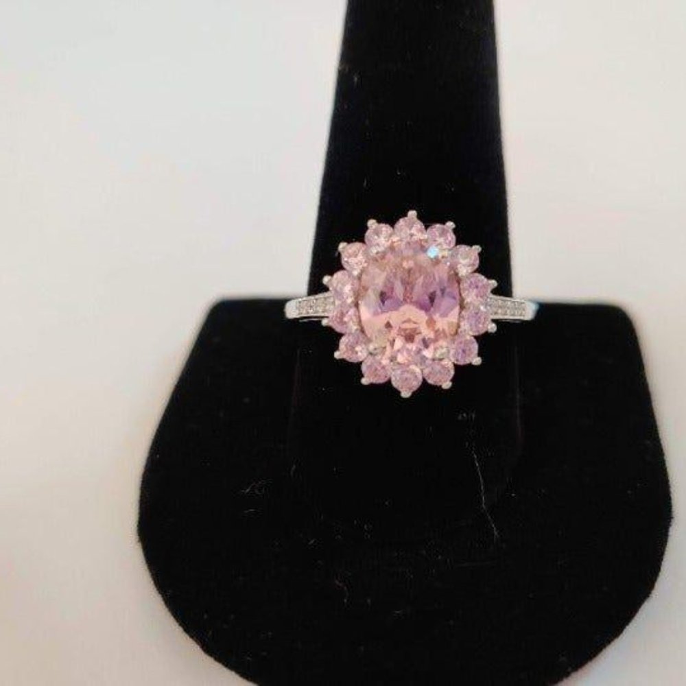 Pink Sapphire and White Diamond Ring